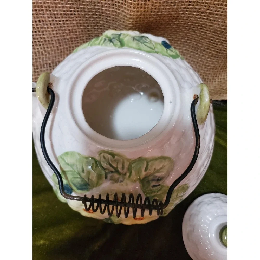 Floral Teapot Ceramic‎ White Kitchen Decor Tea Party Cottagecore Accent Teapot